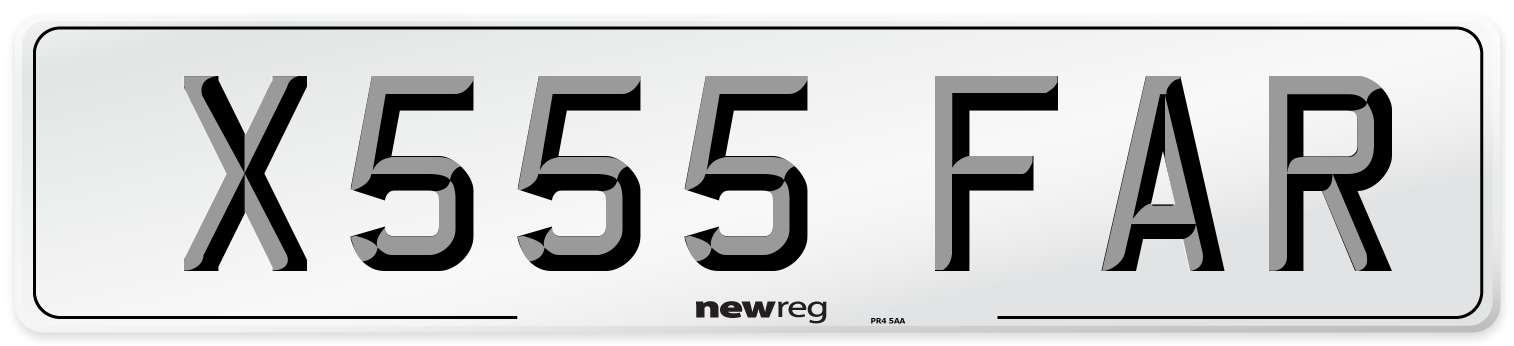 X555 FAR Number Plate from New Reg
